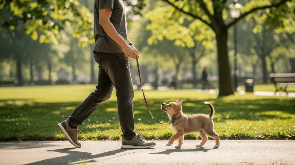Puppy behavior problems addressed with leash training