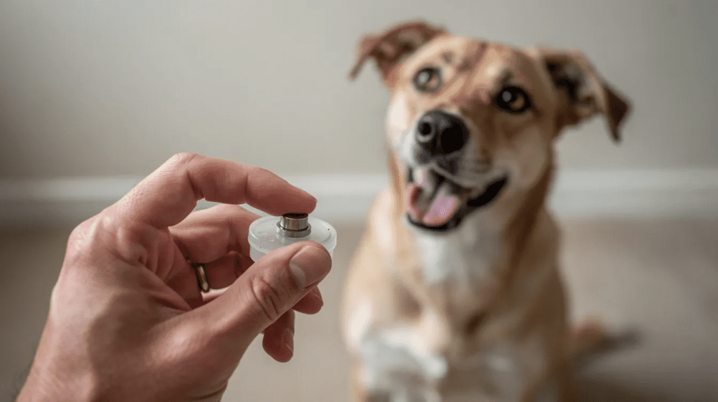 Marker training for dogs using a handheld clicker