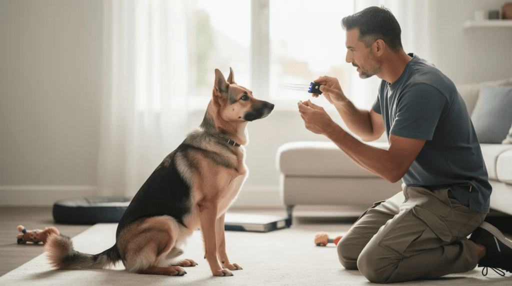 Marker training for dogs with clicker rewards