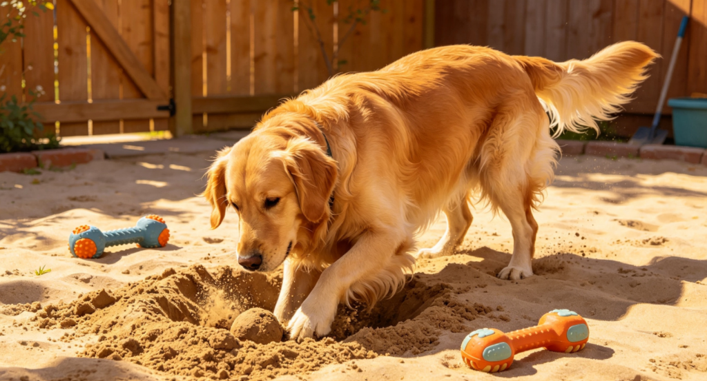 Why do dogs dig holes during play and exploration