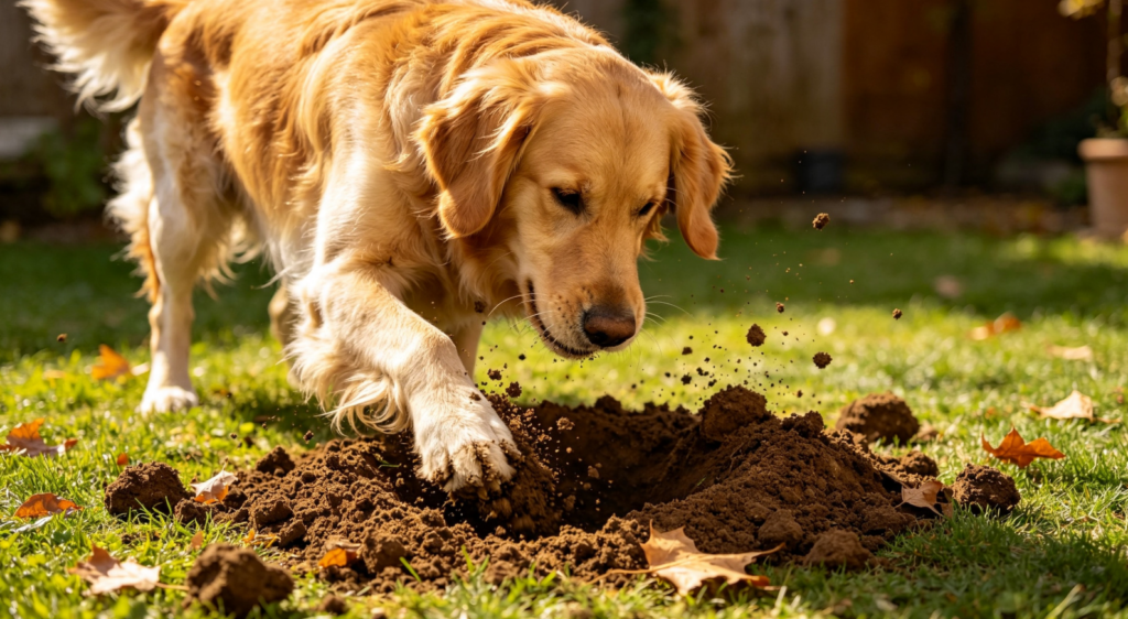 Why do dogs dig holes in the yard and garden